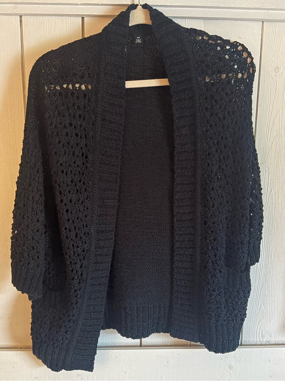Relativity Black Open-Knit Cardigan Sweater